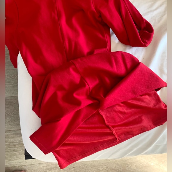 Bodycon Red Dress with Bell Sleeves - Picture 4 of 5